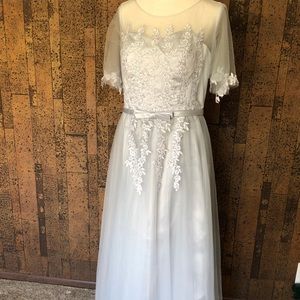 Bridesmaid dress wedding chiffon gray prom